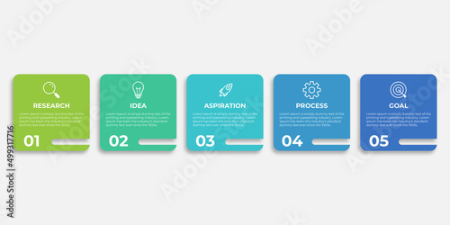 Business infographic template. Thin line design label with icon and 5 options, steps or processes.