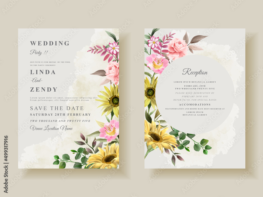 Beautiful floral spring wedding invitations card