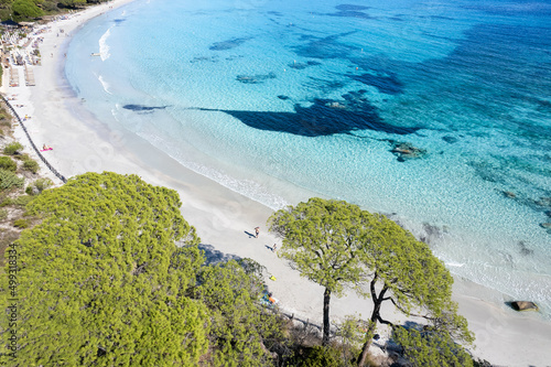 Obraz na płótnie Aerial view with Palombaggia beach in Corsica island, France w salonie