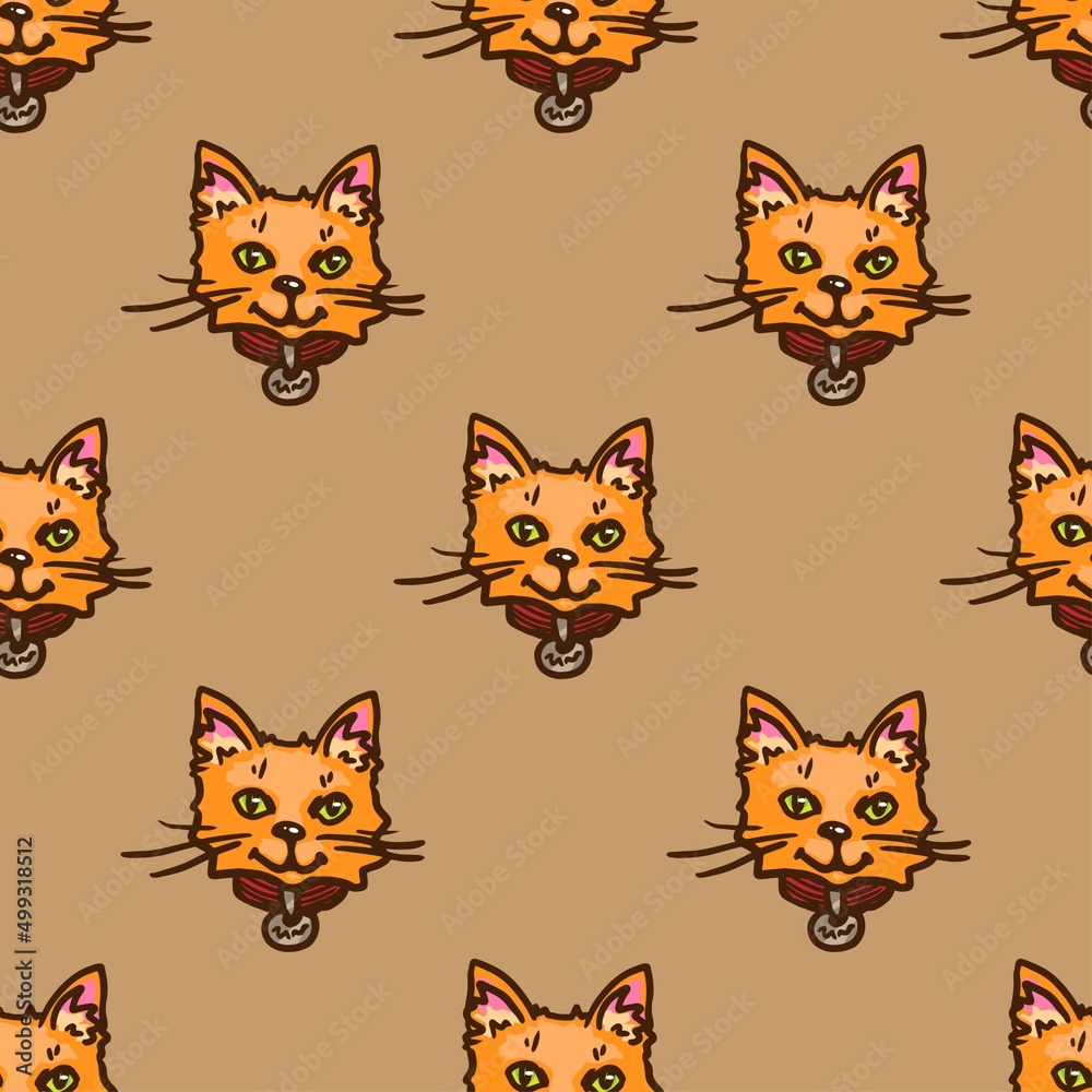 Cute cat vector seamless pattern