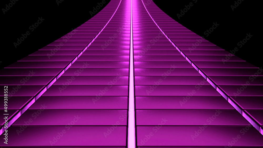Bright purple background.Design. Purple space with different bright rays that move in 3d format.
