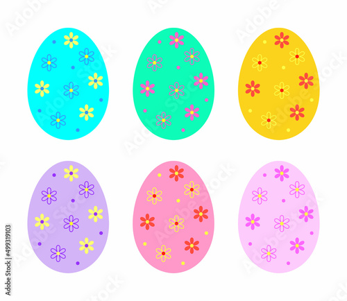 Colorful easter eggs. Color vector illustration in flat style. Isolated on white background.	