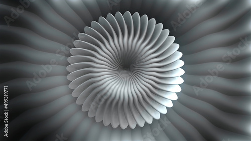 A gray spiral. Motion. Gray circles with sharp edges in the form of a spiral in the abstract style.