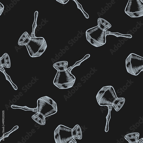 turk for coffee vector seamless pattern