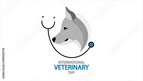 International day of veterinary medicine dog and stethoscope, art video illustration. photo