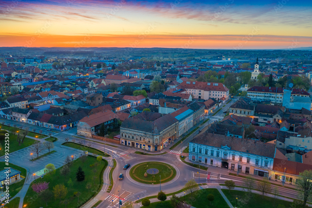 Fototapeta premium Beautiful Bjelovar in spring morning from above