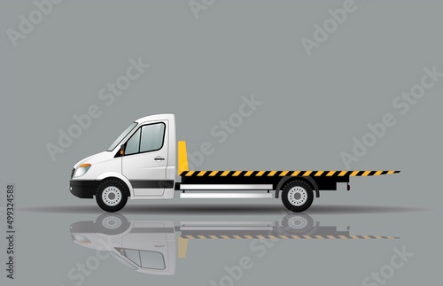 Tow truck for transport malfunctions and emergency vehicles. Flat vector illustration.