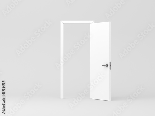 Fototapeta Naklejka Na Ścianę i Meble -  Open Door in light studio, 3d rendering