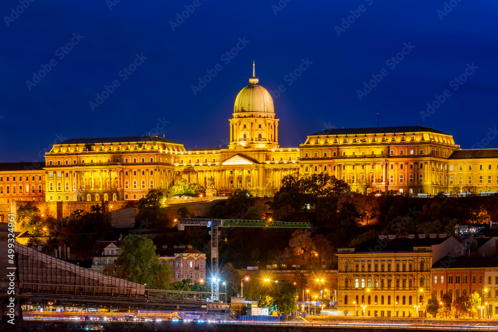 Royal Palace of Buda at night, Budapest, Hungary