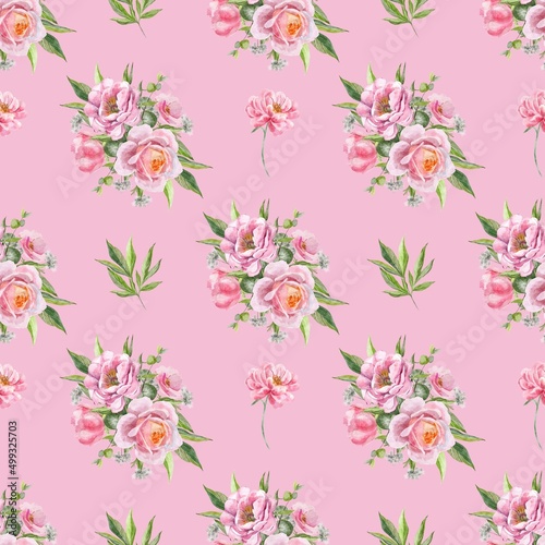 seamless pattern with pink flowers © MariiaMart