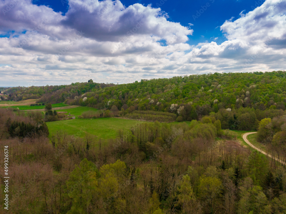 Beautiful Bilogora in spring from above