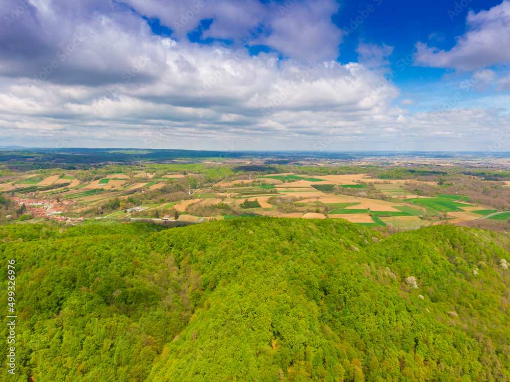 Beautiful Bilogora in spring from above