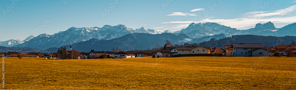 Naklejka premium Beautiful alpine winter view near Weizern, Ostallgaeu, Bavaria, Germany