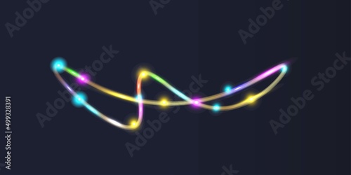 Neon circle light line on ground, luxurious and attractive