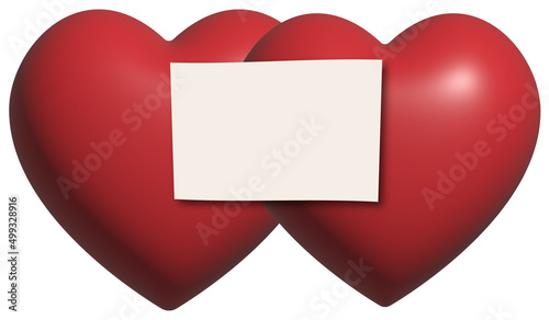 two hearts together with place for your text, isolated illustration