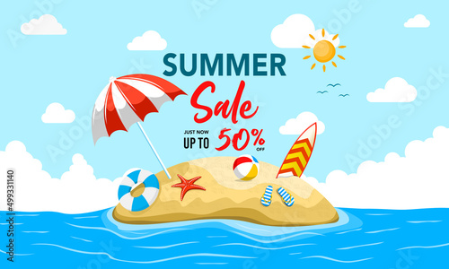 Summer Sale Island poster or banner special offer
