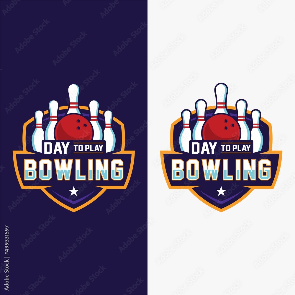 professional bowling tournament badge logo design Stock Vector Adobe