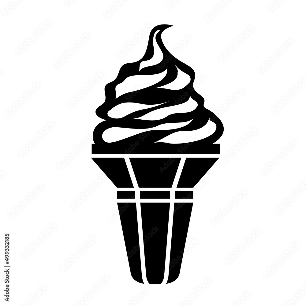 Ice cream cone simple style icon isolated. Modern sweet vanilla dessert sign. Trendy vector chocolate cream symbol, button to mobile app detailed illustration Ice cream cone simple style icon isolated. Modern sweet vanilla dessert sign. Trendy vector chocolate cream symbol, button to mobile app detailed illustration