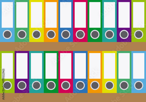 Fondo de estantería con carpetas de archivos. 