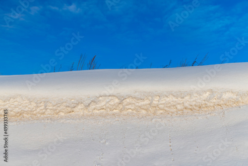 winter season with snowdrifts after snowfall