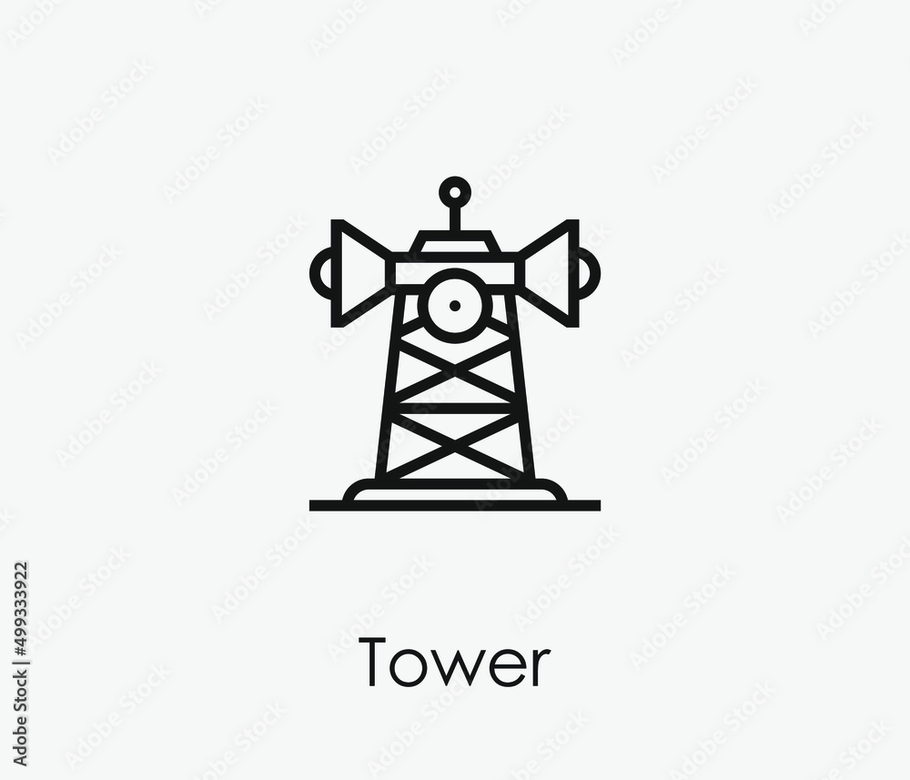 Tower vector icon. Editable stroke. Symbol in Line Art Style for Design, Presentation, Website or Apps Elements, Logo. Pixel vector graphics - Vector Tower vector icon. Editable stroke. Symbol in Line Art Style for Design, Presentation, Website or Apps Elements, Logo. Pixel vector graphics - Vector