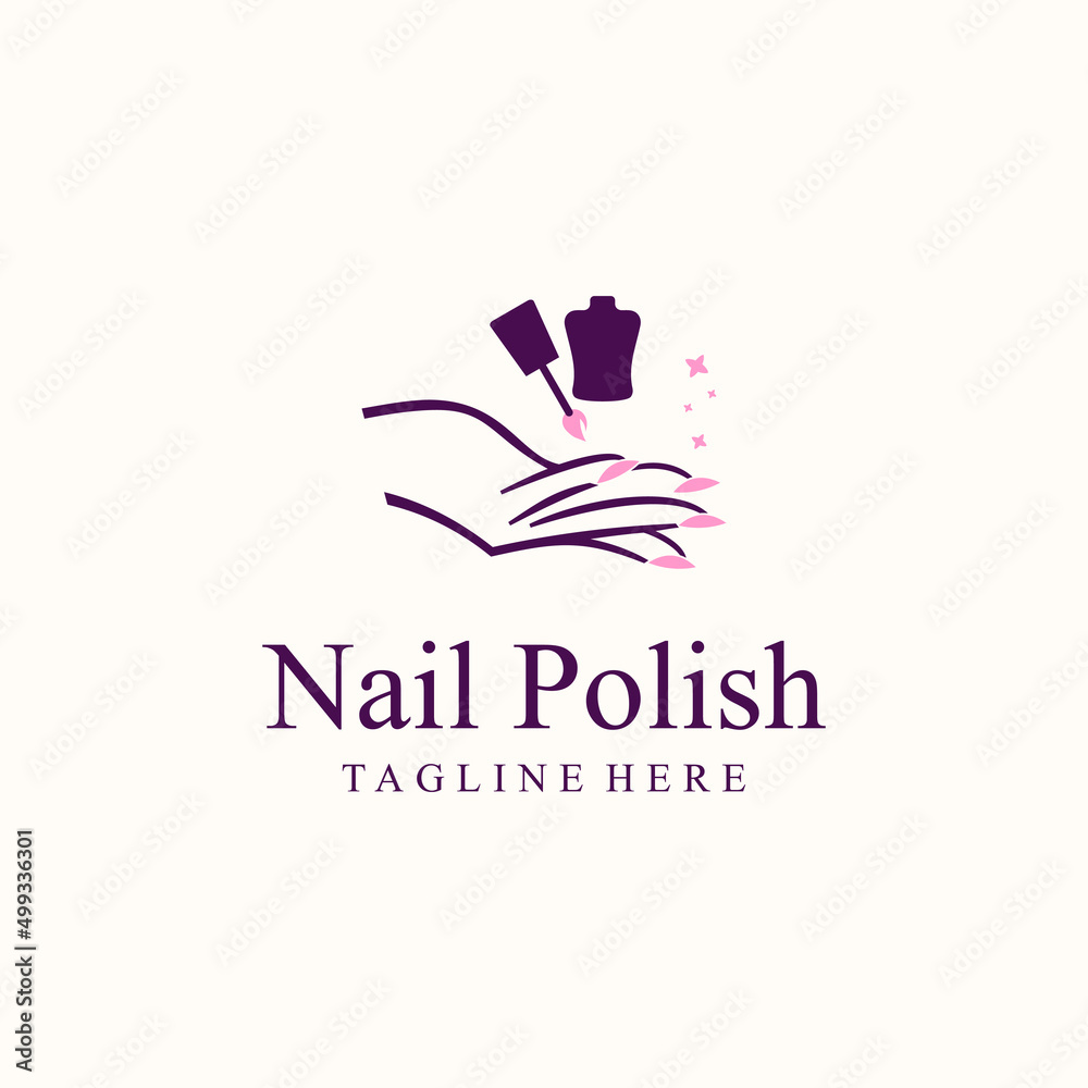 Nail logo design concept for nail beauty woman Premium Vector