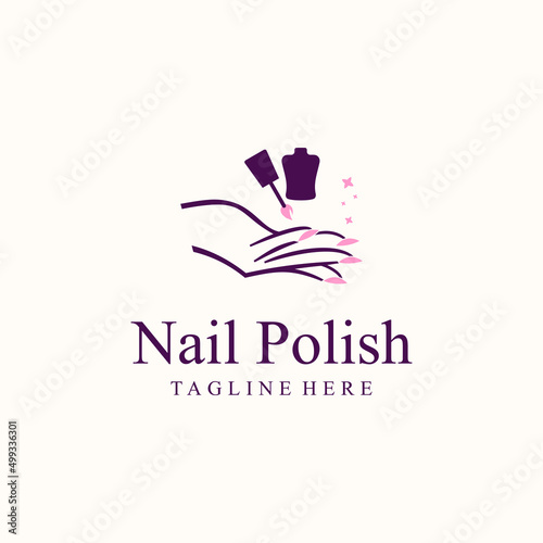Nail logo design concept for nail beauty woman Premium Vector