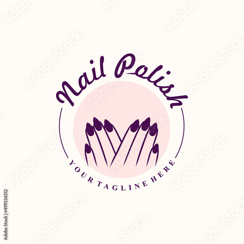Nail logo design concept for nail beauty woman Premium Vector