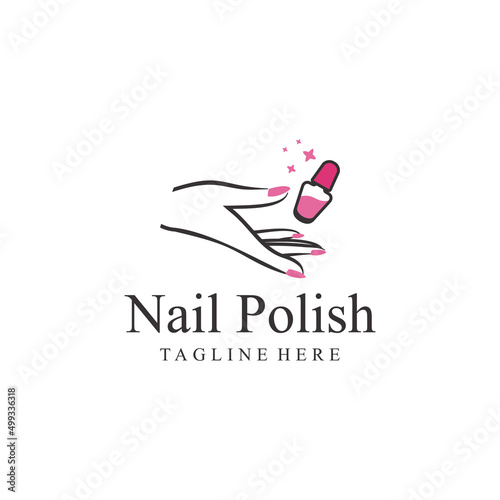 Nail logo design concept for nail beauty woman Premium Vector