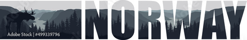 vector illustration of Norway with moose