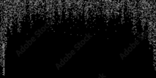 Falling numbers, big data concept. Binary white chaotic flying digits. Optimal futuristic banner on black background. Digital vector illustration with falling numbers.