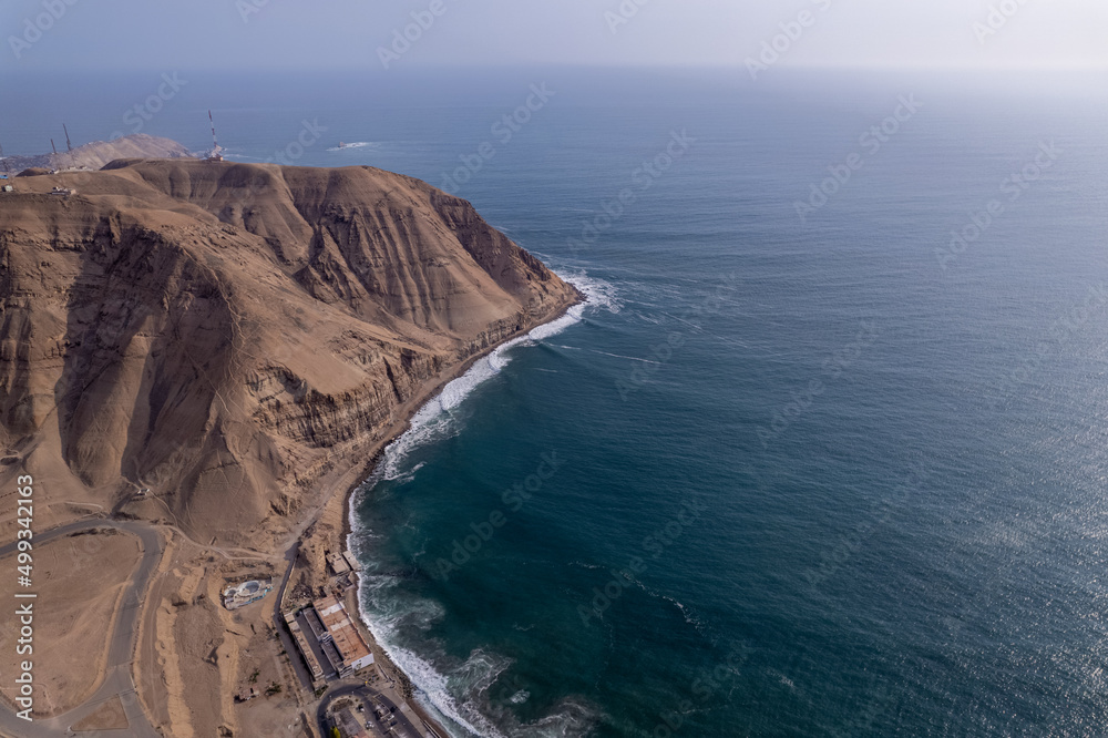 Aerial view of the Chorrillos boardwalk in Lima.