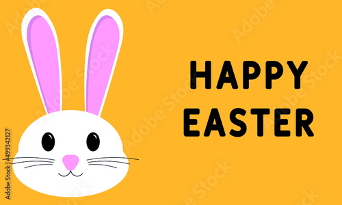 easter bunny wishing happy easter with yellow background