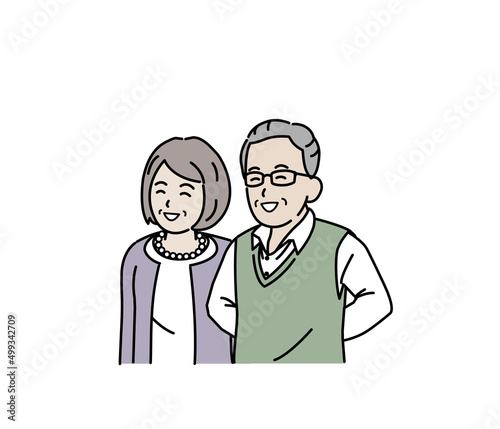 笑顔　笑う　幸せ　喜ぶ　表情　年配の夫婦　男女　シニア　高齢者