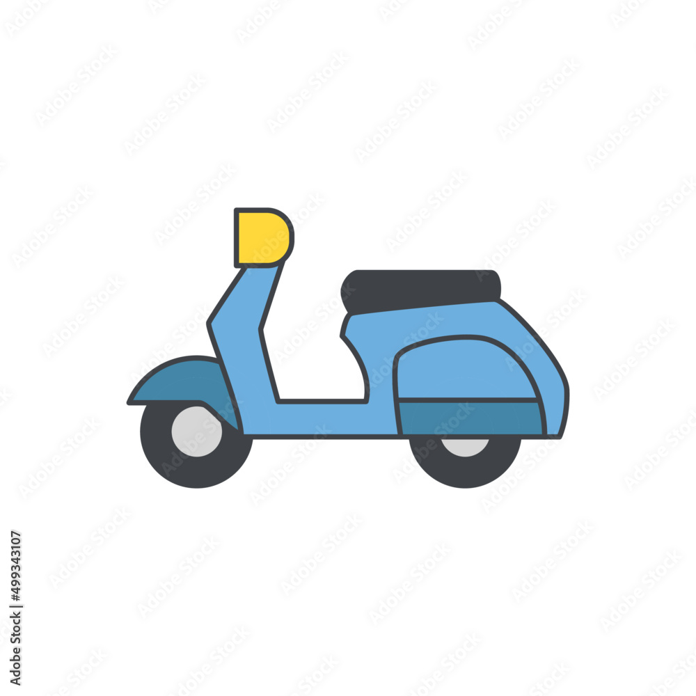 Vintage Scooter Motorcycle transportation icon in color icon, isolated on white background 