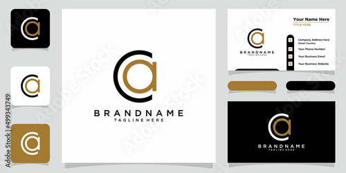CA or AC Letter Logo Design Template Vector with business card design