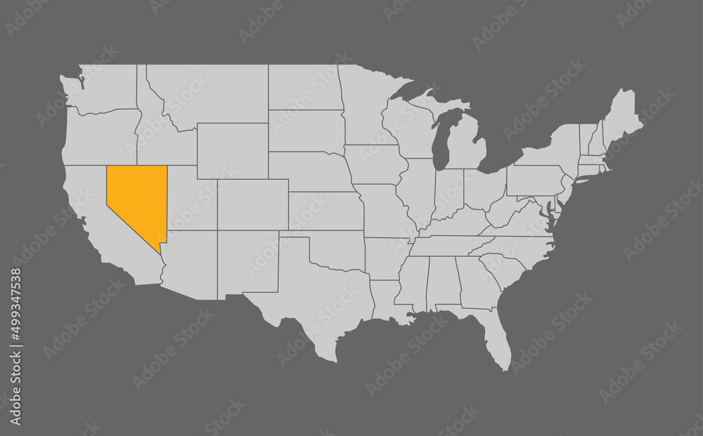 Map of the United States with Nevada highlight