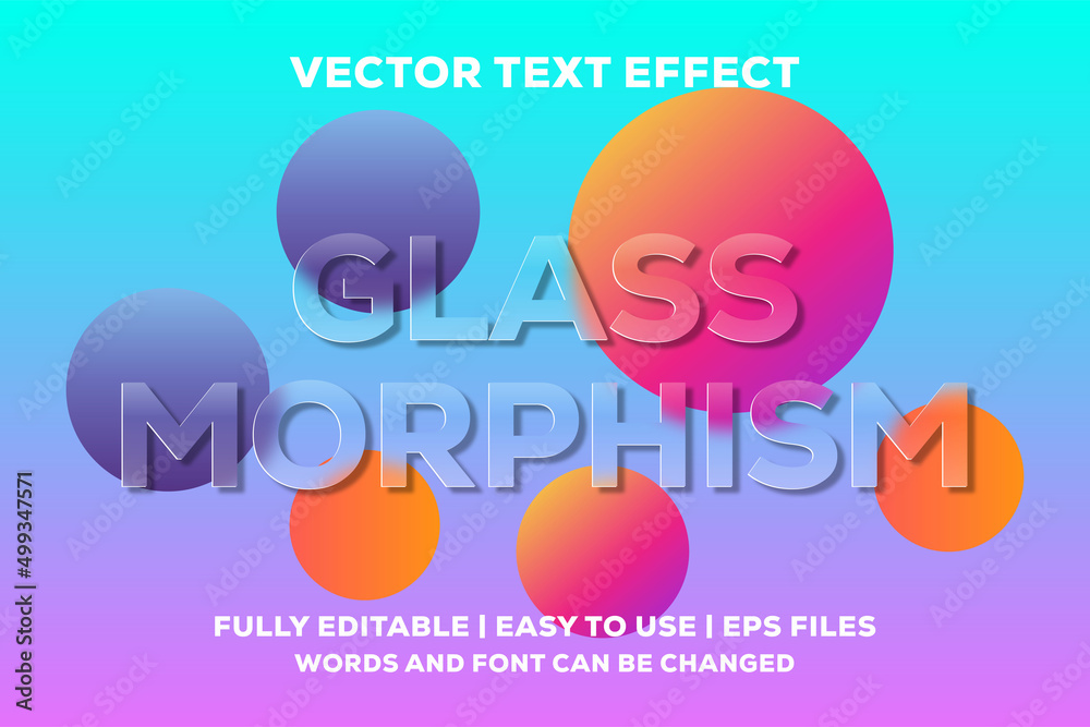 glassmorphism vector text effect fully editable