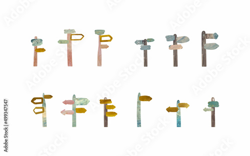 signpost  isolated vector illustration set