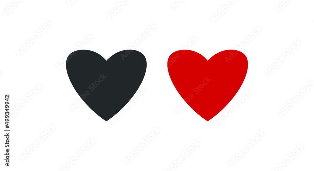 Set of Heart icon vector illustration template. Heart icon design collection. Love vector design isolated on white background. Love vector icon flat design for website, symbol, logo, sign, app, UI.