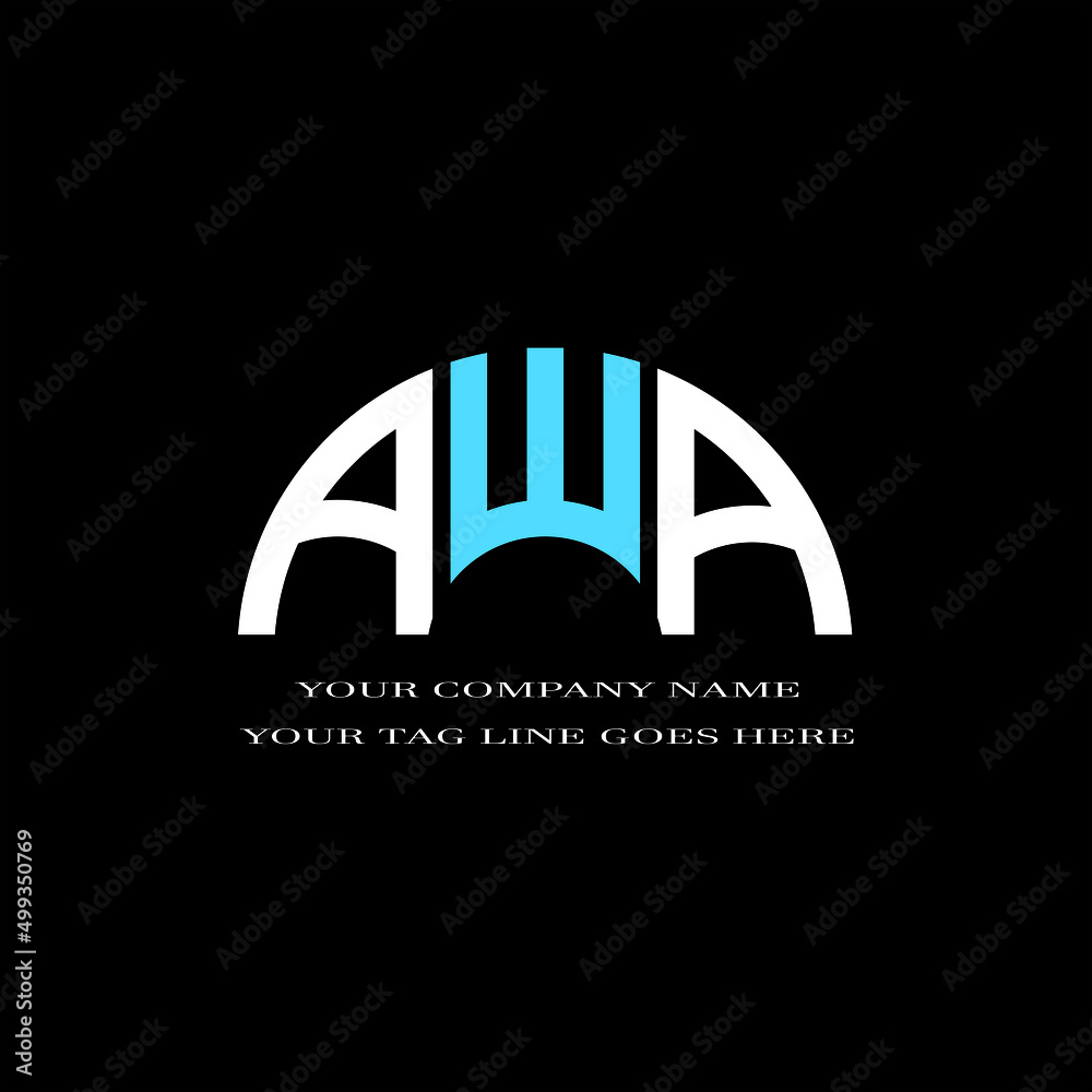 AWA letter logo creative design with vector graphic - obrazy, fototapety, plakaty 