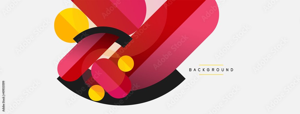 Geometric shapes composition abstract background. Circles lines and rectangles. Vector illustration for wallpaper banner background or landing page