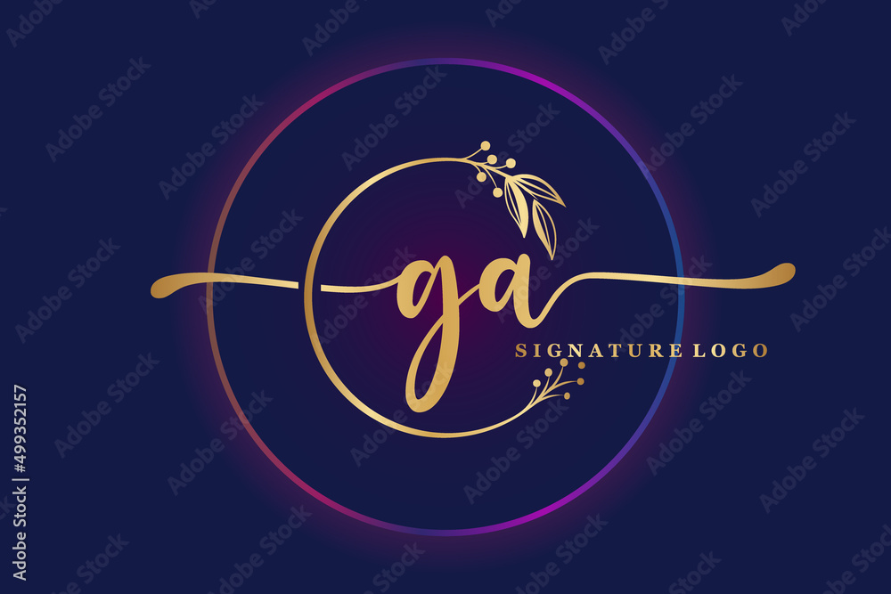 luxury signature logo design initial Ga. Handwriting vector logo design illustration image - obrazy, fototapety, plakaty 