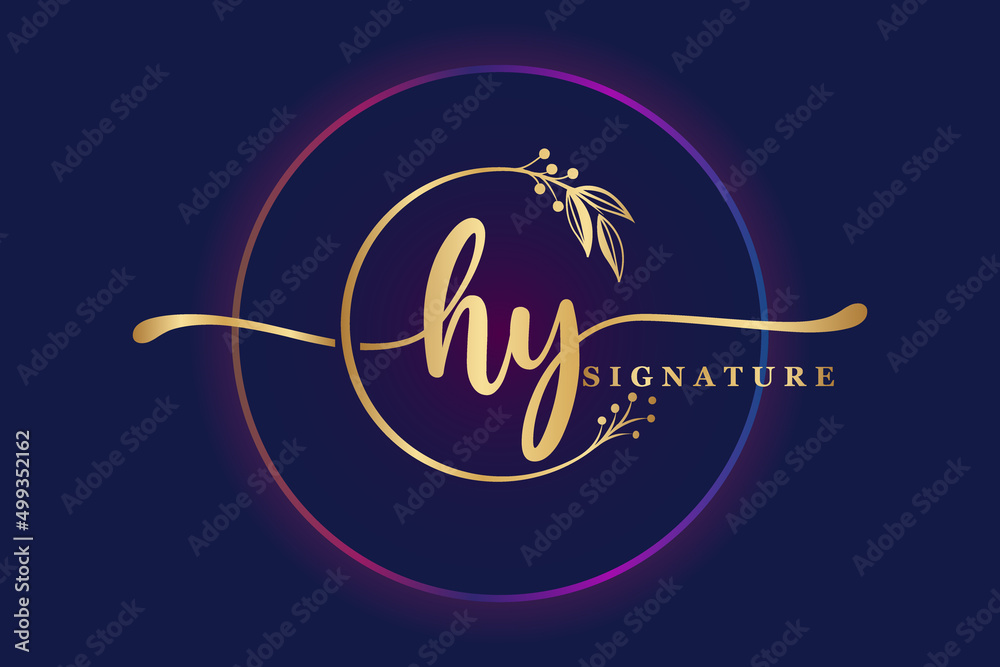 luxury signature logo design initial Hy. Handwriting vector logo design ...