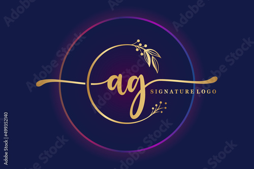 luxury signature logo design initial Ag. Handwriting vector logo design illustration image