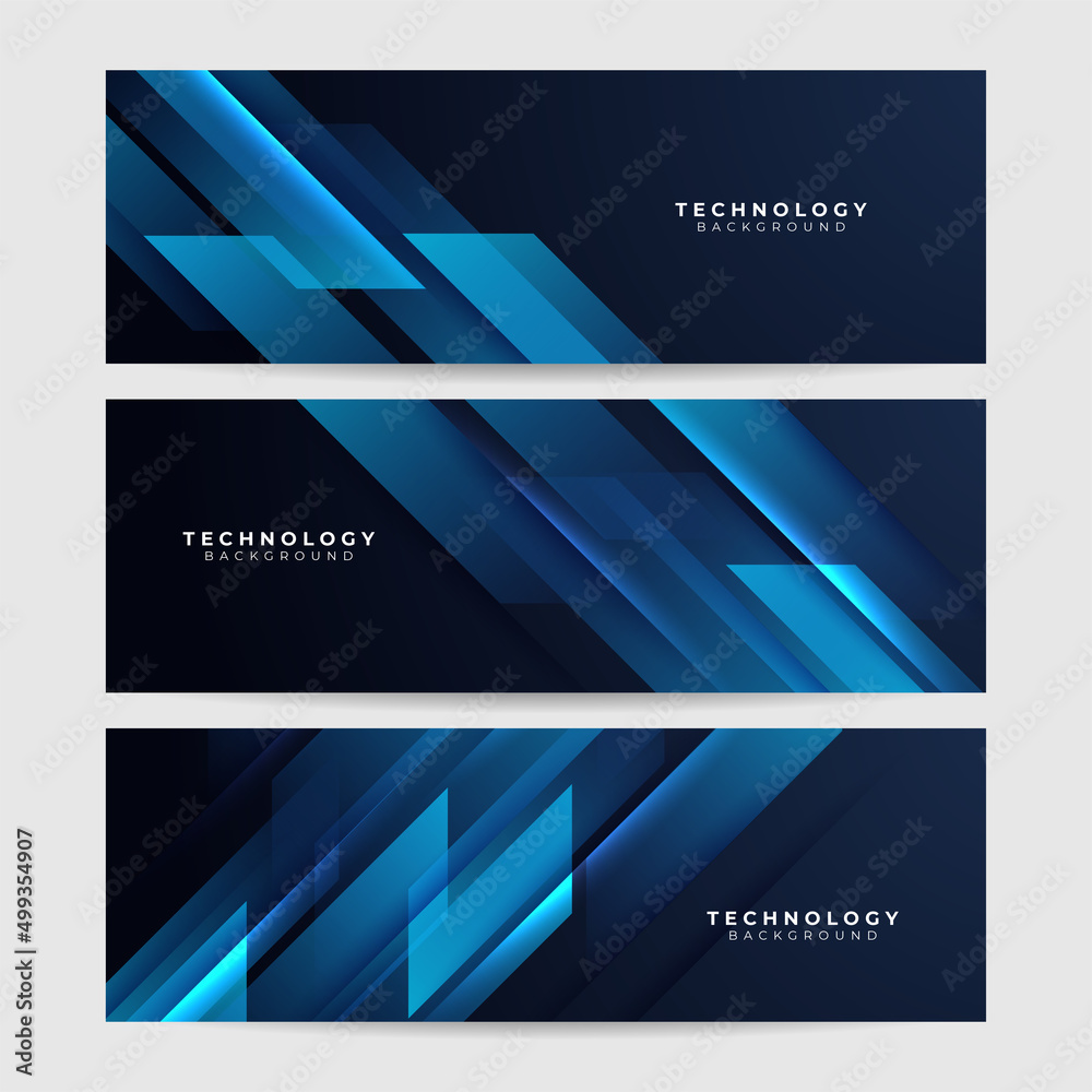 Set of blue futuristic science technology network particles waves lines mesh AI banner background. Vector abstract graphic design banner pattern background web template. Set of blue futuristic science technology network particles waves lines mesh AI banner background. Vector abstract graphic design banner pattern background web template.