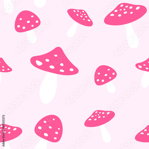 Mushroom seamless pattern. pink mushroom pattern simple design. illustration vector 10 eps.