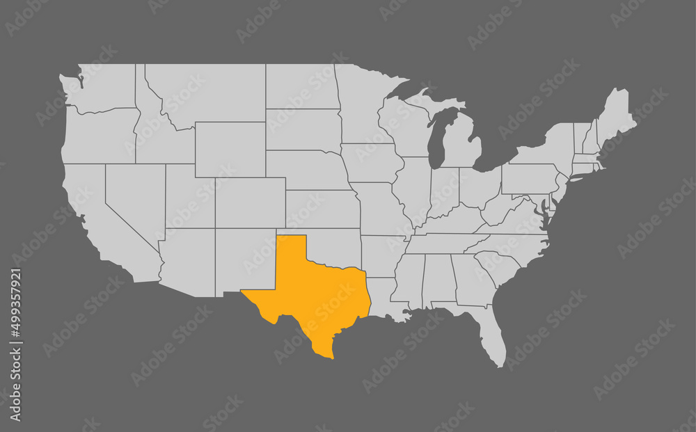 Map of the United States with Texas highlight