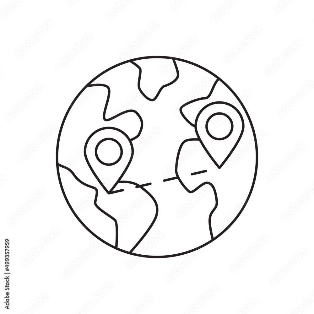 World trip vacation icon line style icon, style isolated on white background World trip vacation icon line style icon, style isolated on white background