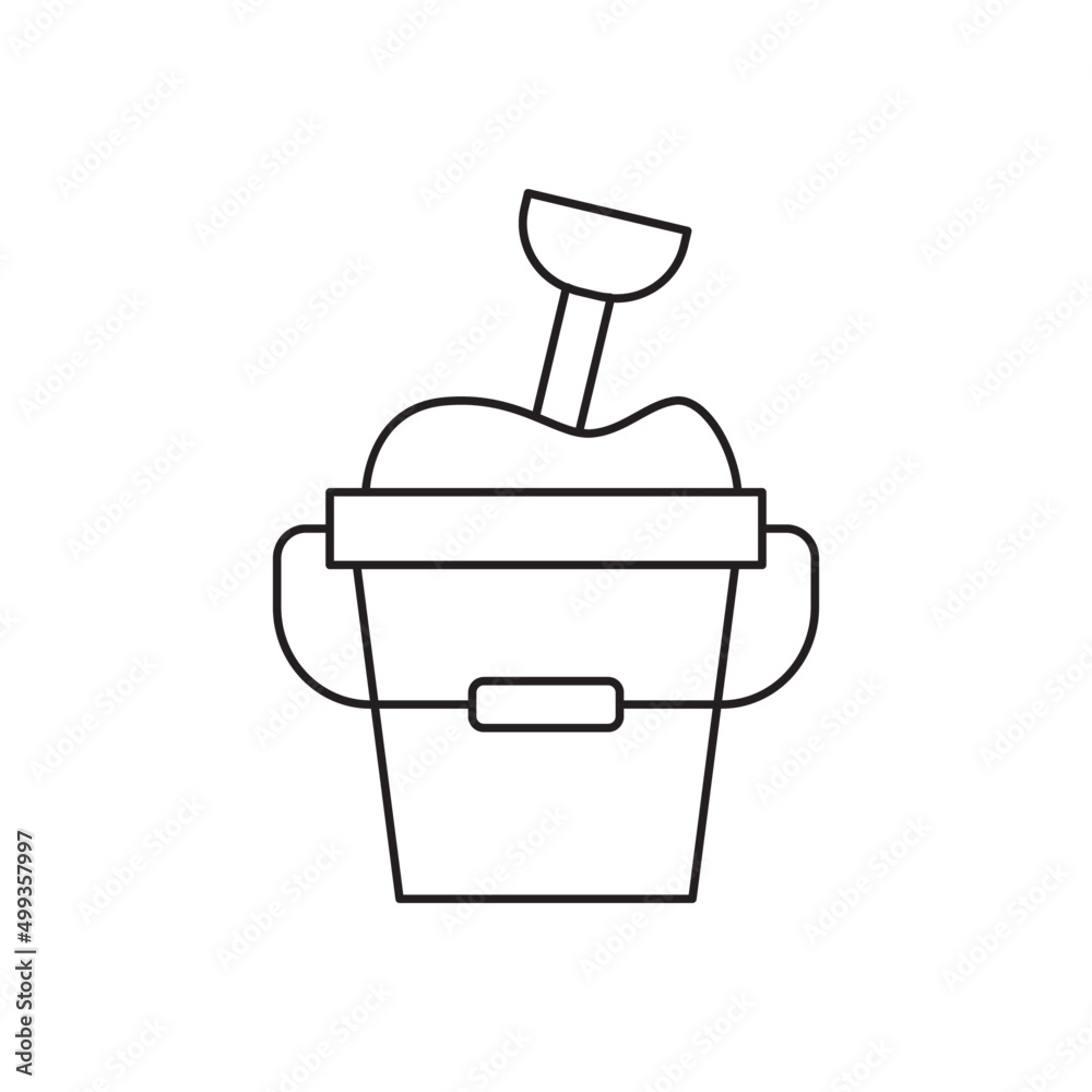 Beach sand bucket icon line style icon, style isolated on white background Beach sand bucket icon line style icon, style isolated on white background